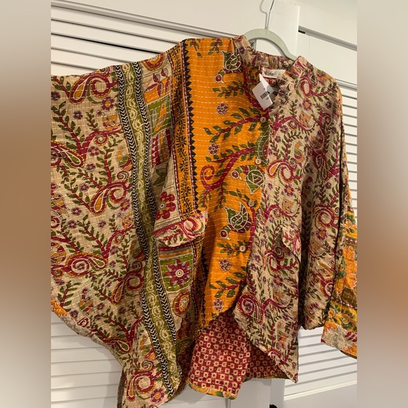 NWT Kantha Bae oversized cotton top boho hippie oversized floral maximalist - Picture 3 of 6